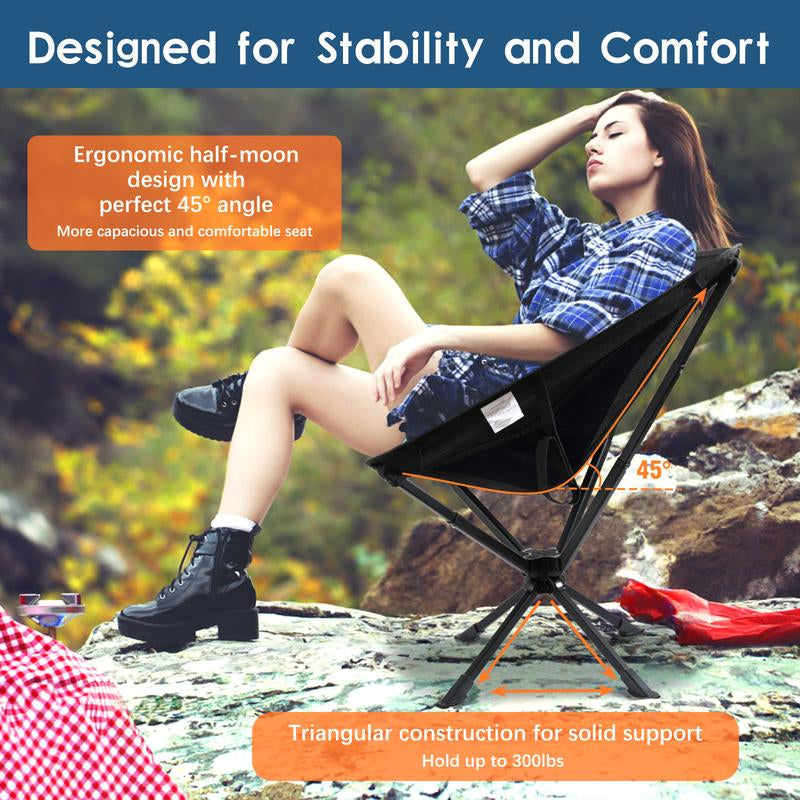 Camping Chairs, Portable Camping Chair with Headrest and Storage Bag, Lightweight Folding Chair for outside Camping, Hiking, Travel, Beach and Sports Foldable Moon Camp Gear XL