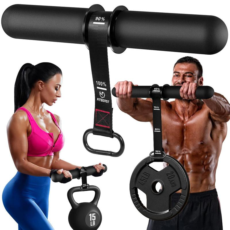 Fitbeast Forearm Strengthener & Wrist Roller with Thickened Handle, Forearm Exerciser with Adjustable Nylon Strap, 220Lbs Capacity - Ideal for Wrist, Forearm, Grip, and Arm Workouts, Grip Strength Trainer, Red and Black