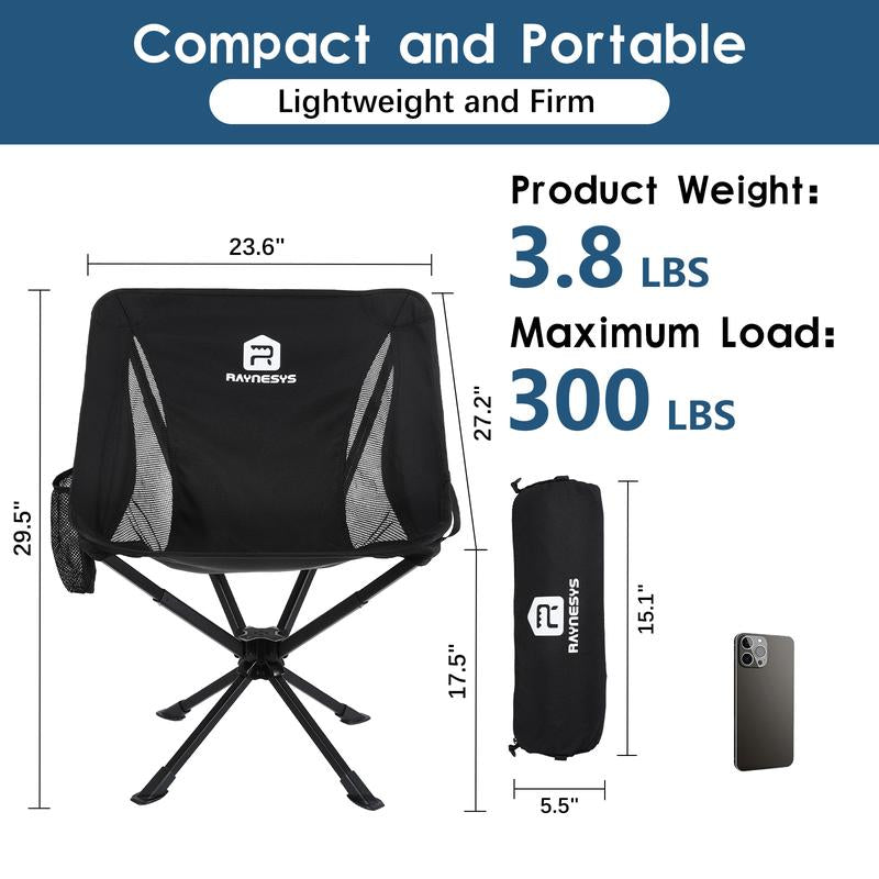 Camping Chairs, Portable Camping Chair with Headrest and Storage Bag, Lightweight Folding Chair for outside Camping, Hiking, Travel, Beach and Sports Foldable Moon Camp Gear XL