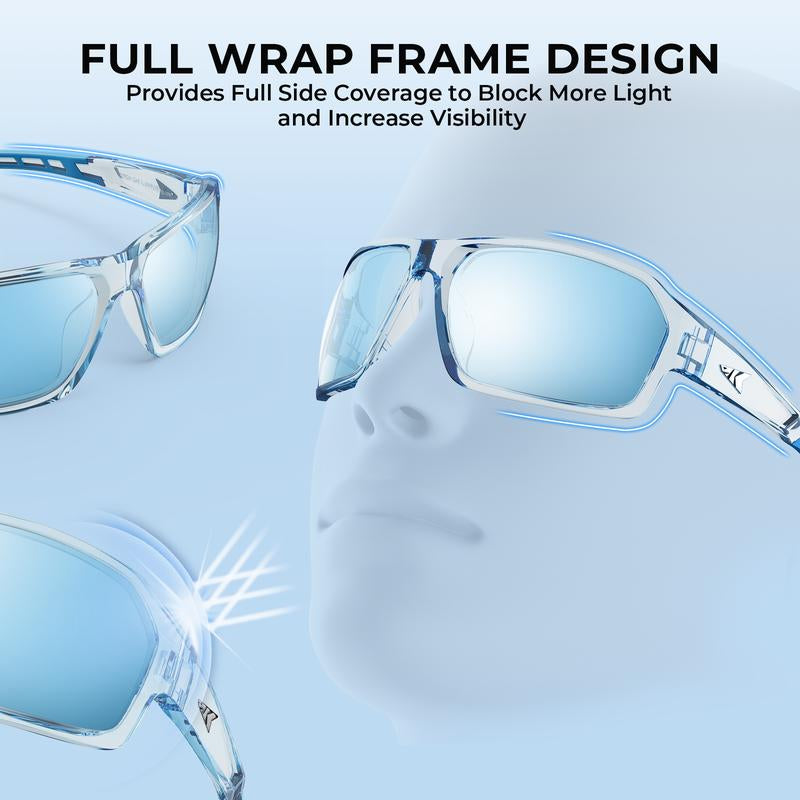 Kastking Chippewa Polarized Fishing Sunglasses, UV400 Protection Full Wrap Frame Sports Cycling Sunglasses, 1.0Mm TAC Lenses