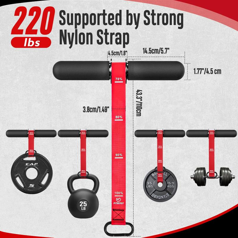 Fitbeast Forearm Strengthener & Wrist Roller with Thickened Handle, Forearm Exerciser with Adjustable Nylon Strap, 220Lbs Capacity - Ideal for Wrist, Forearm, Grip, and Arm Workouts, Grip Strength Trainer, Red and Black