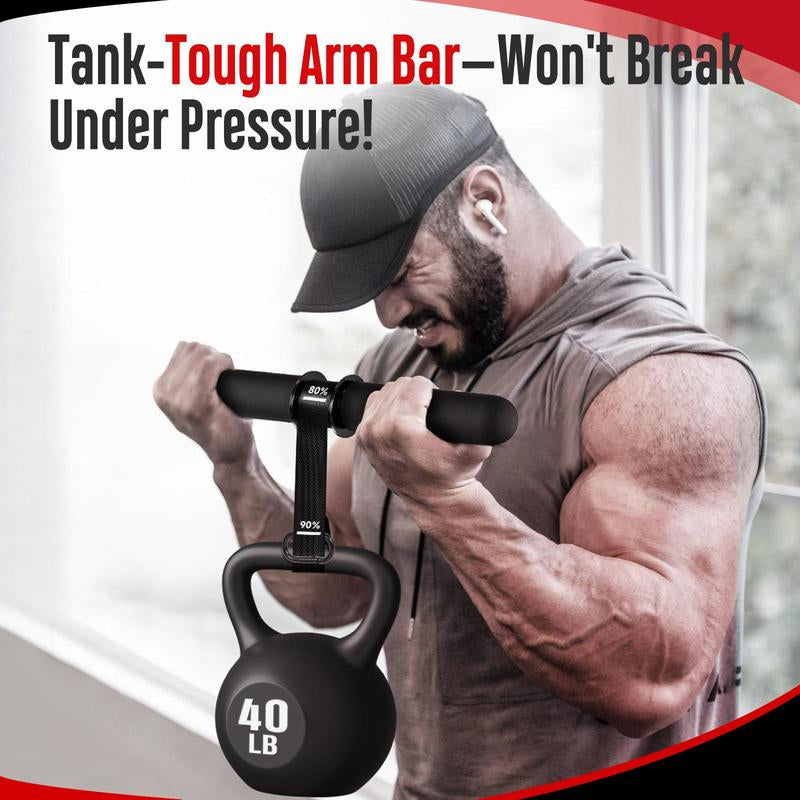 Fitbeast Forearm Strengthener & Wrist Roller with Thickened Handle, Forearm Exerciser with Adjustable Nylon Strap, 220Lbs Capacity - Ideal for Wrist, Forearm, Grip, and Arm Workouts, Grip Strength Trainer, Red and Black