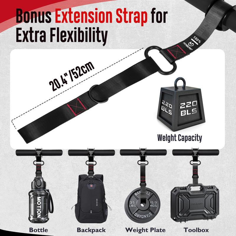 Fitbeast Forearm Strengthener & Wrist Roller with Thickened Handle, Forearm Exerciser with Adjustable Nylon Strap, 220Lbs Capacity - Ideal for Wrist, Forearm, Grip, and Arm Workouts, Grip Strength Trainer, Red and Black