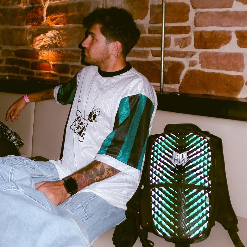 JAUZ X RAVERUNNER - Dual Chamber Hydration Pack - anti Theft Backpack with 3L Water Bladder for Hiking, Festivals - Ideal for Outdoor Activities