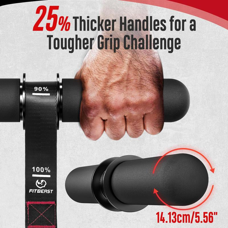 Fitbeast Forearm Strengthener & Wrist Roller with Thickened Handle, Forearm Exerciser with Adjustable Nylon Strap, 220Lbs Capacity - Ideal for Wrist, Forearm, Grip, and Arm Workouts, Grip Strength Trainer, Red and Black