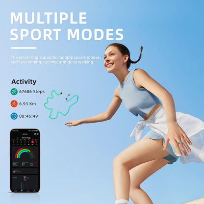 Touch Smart Ring | 24/7 Health Tracking: Heart Rate, Stress, Sleep & Body Temp Wearable Android IOS Navigation Charging Monitor