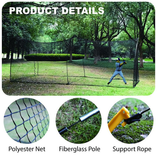 22/30 FT Portable Baseball & Softball Batting Cage for Backyard Batting Practice, Durable Large Enclosed Batting Cage with Pitching Machine Hole and Removable Door Training Equipment Banana Ball Baseball