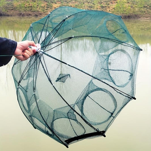 One 4/6/8/10 Hole Foldable Hexagonal Fishing Net - Easily Catch Small Fish, Crawfish, and Crabs with This Portable Fishing Net
