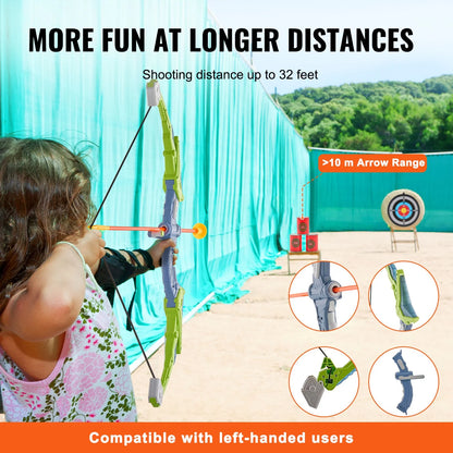 VEVOR Bow and Arrow Set for Kids, 2 Pack LED Light up Archery Set with 20 Suction Cup Arrows, Standing Target, 2 Quivers, 2 Guns, 20 Soft Bullets, 3 Target Cans, Outdoor Toy for Boy & Girl 6+ Year Old