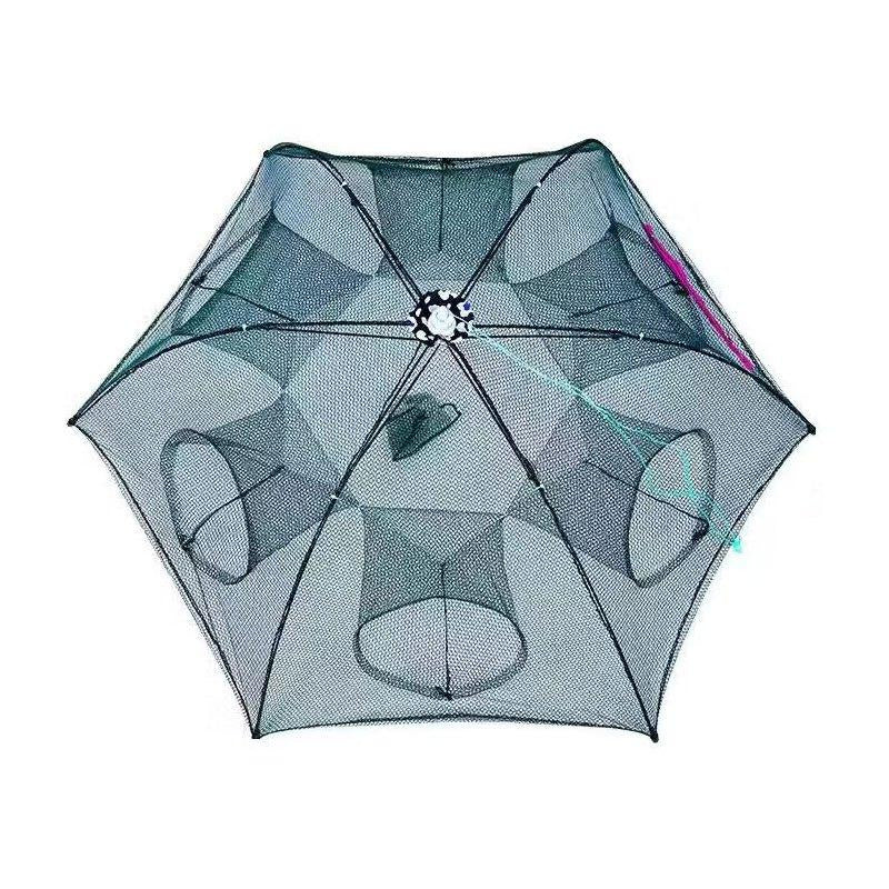 One 4/6/8/10 Hole Foldable Hexagonal Fishing Net - Easily Catch Small Fish, Crawfish, and Crabs with This Portable Fishing Net