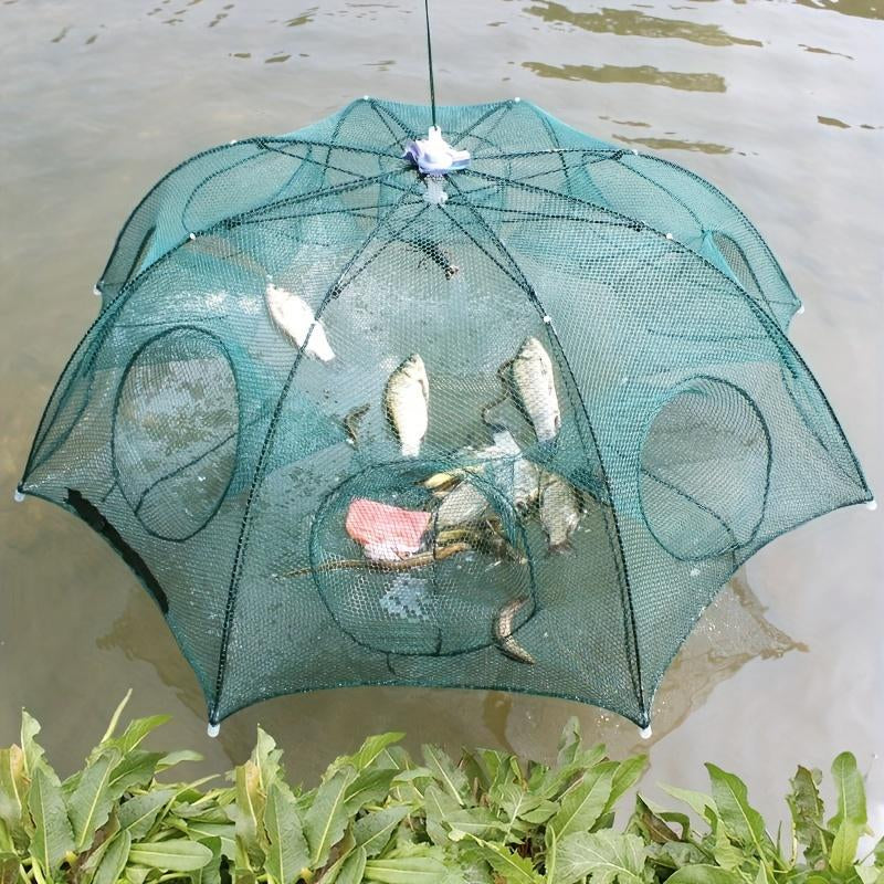 One 4/6/8/10 Hole Foldable Hexagonal Fishing Net - Easily Catch Small Fish, Crawfish, and Crabs with This Portable Fishing Net