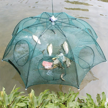 One 4/6/8/10 Hole Foldable Hexagonal Fishing Net - Easily Catch Small Fish, Crawfish, and Crabs with This Portable Fishing Net