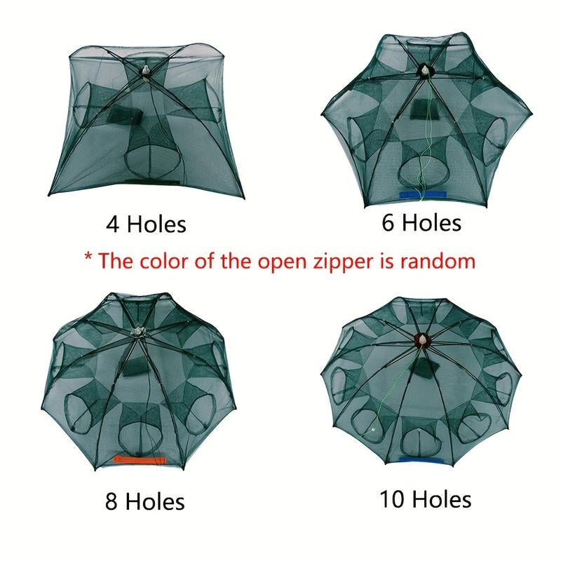 One 4/6/8/10 Hole Foldable Hexagonal Fishing Net - Easily Catch Small Fish, Crawfish, and Crabs with This Portable Fishing Net