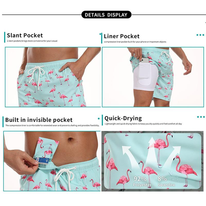 Men'S 7" Swim Trunks with Compression Linter and Pockets-Quick Dry Beach Shorts for Men--If You Have Thick Thighs, Please Order a Size Up