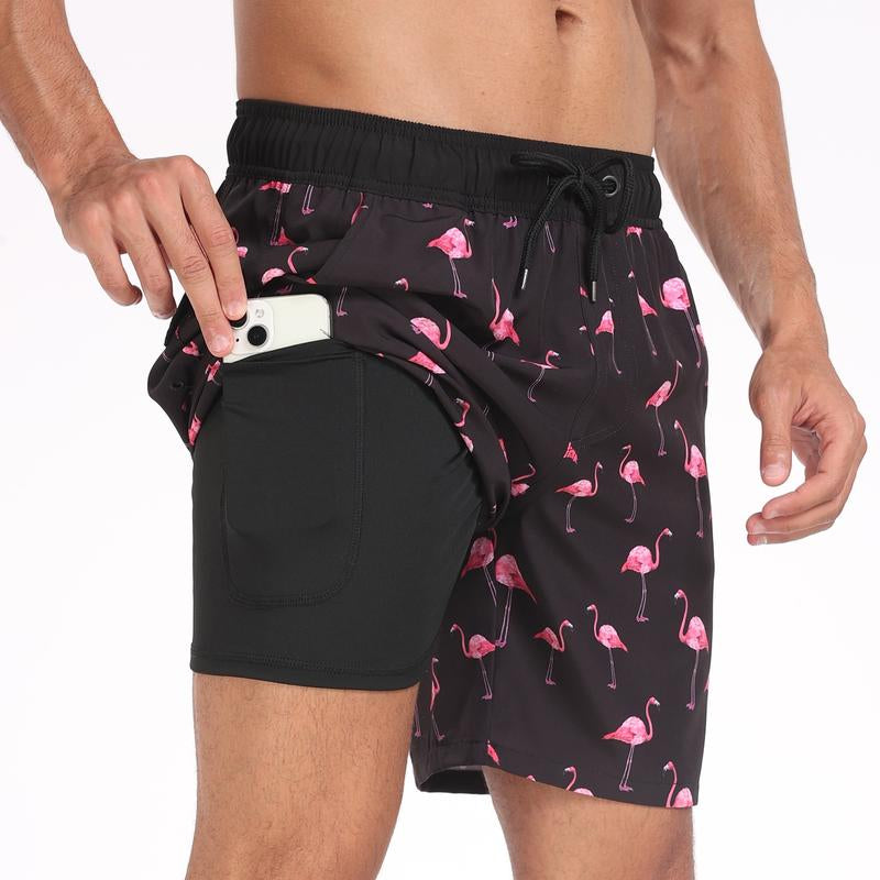 Men'S 7" Swim Trunks with Compression Linter and Pockets-Quick Dry Beach Shorts for Men--If You Have Thick Thighs, Please Order a Size Up