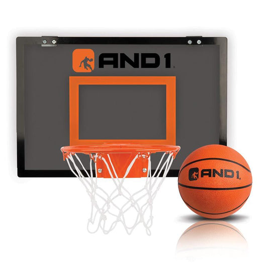 AND1 over the Door Mini Hoop 18"X12" Portable Steel Rim Hoop with 5" Mini Basketball for Indoor Game Set for Children and Adults
