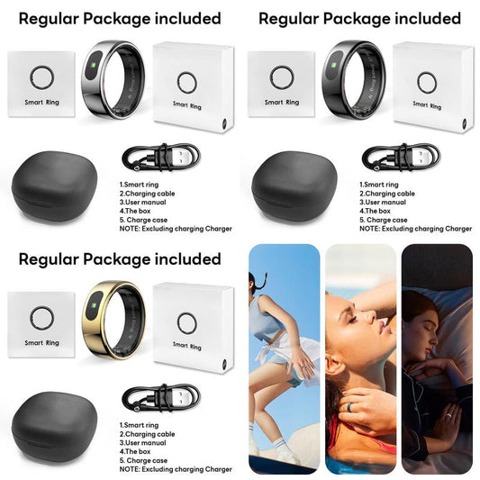Touch Smart Ring | 24/7 Health Tracking: Heart Rate, Stress, Sleep & Body Temp Wearable Android IOS Navigation Charging Monitor