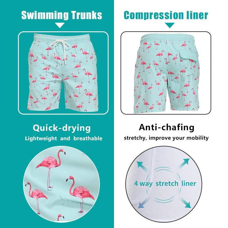 Men'S 7" Swim Trunks with Compression Linter and Pockets-Quick Dry Beach Shorts for Men--If You Have Thick Thighs, Please Order a Size Up