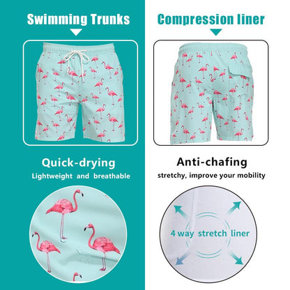 Men'S 7" Swim Trunks with Compression Linter and Pockets-Quick Dry Beach Shorts for Men--If You Have Thick Thighs, Please Order a Size Up