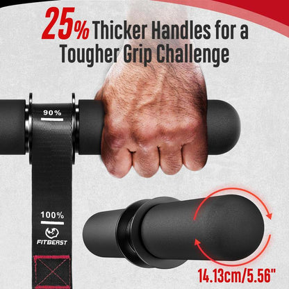 Fitbeast Forearm Strengthener & Wrist Roller with Thickened Handle, Forearm Exerciser with Adjustable Nylon Strap, 220Lbs Capacity - Ideal for Wrist, Forearm, Grip, and Arm Workouts, Grip Strength Trainer, Red and Black